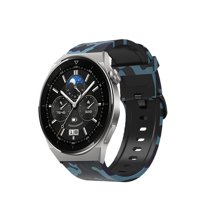 correa de silicona estilo camuflaje para smartwatch huawei watch gt 3 pro 46mm pulsera diseño militar para reloj inteligente
