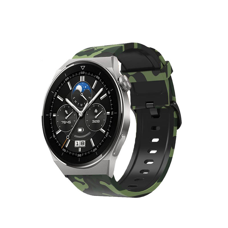 correa de silicona estilo camuflaje para smartwatch huawei watch gt 3 pro 46mm pulsera diseño militar para reloj inteligente