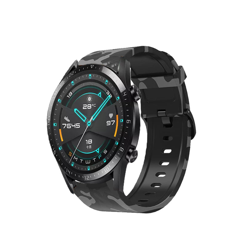 correa de silicona con estilo de camuflaje para huawei watch gt 2 46mm pulsera de patrón camuflaje para reloj inteligente smartwatch