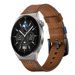 correa de cuero con bordado para huawei watch gt 3 pro 46mm pulsera premium para reloj inteligente