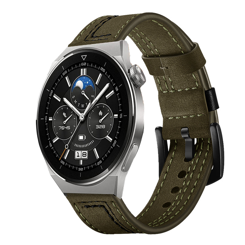 correa de cuero con bordado para huawei watch gt 3 pro 46mm pulsera premium para reloj inteligente